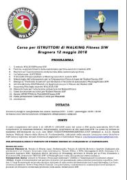 Walking Fitness. Volantino corso della SIW di Brugnera